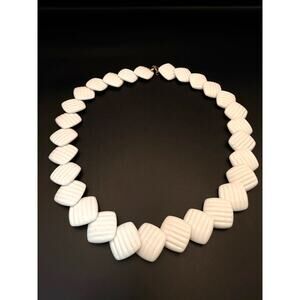 Vintage White Geometric Lucite Necklace